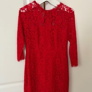 J. Crew red lace 3/4 sleeve holiday stunner!